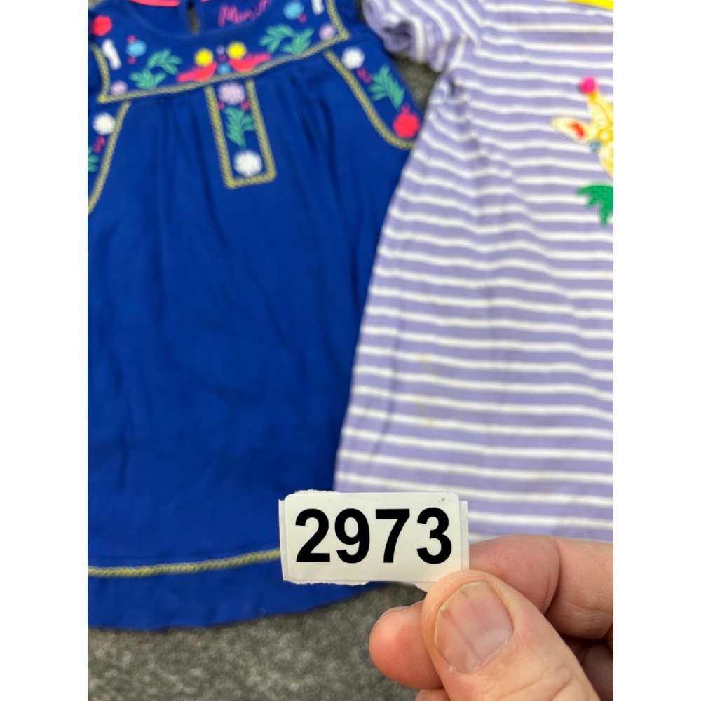 Mini Boden 2 pc Dresses Embroidered Blue Florals and Striped Giraffe Girls 4-5Y - Picture 11 of 11